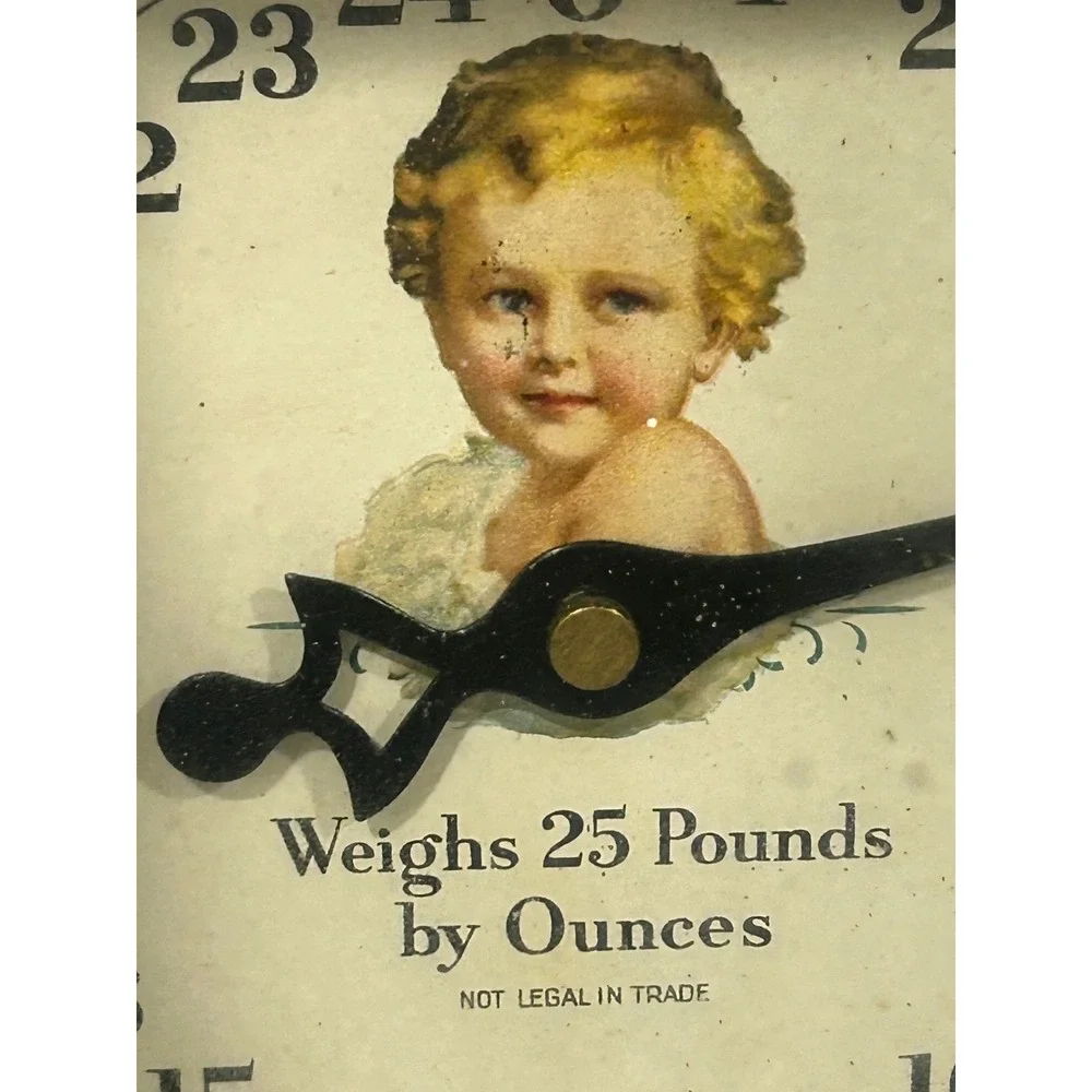 Vintage Cherub Scale 25 Lbs by Ounces Yellow Metal Reproduction Farmhouse Decor‎